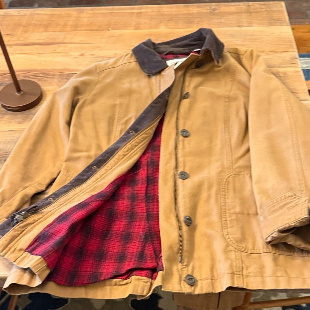 Orvis Brown Jacket with Red Plaid Lining
